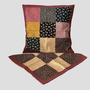 Lot 2 Handmade Patchwork Quilt Throw Pillow Cover Morning Glory & Ditsy Floral